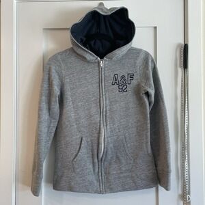 Womens Abercrombie Fitch Zip Up‎ Gray Hooded Hoodie Jacket M Preppy Collegiate